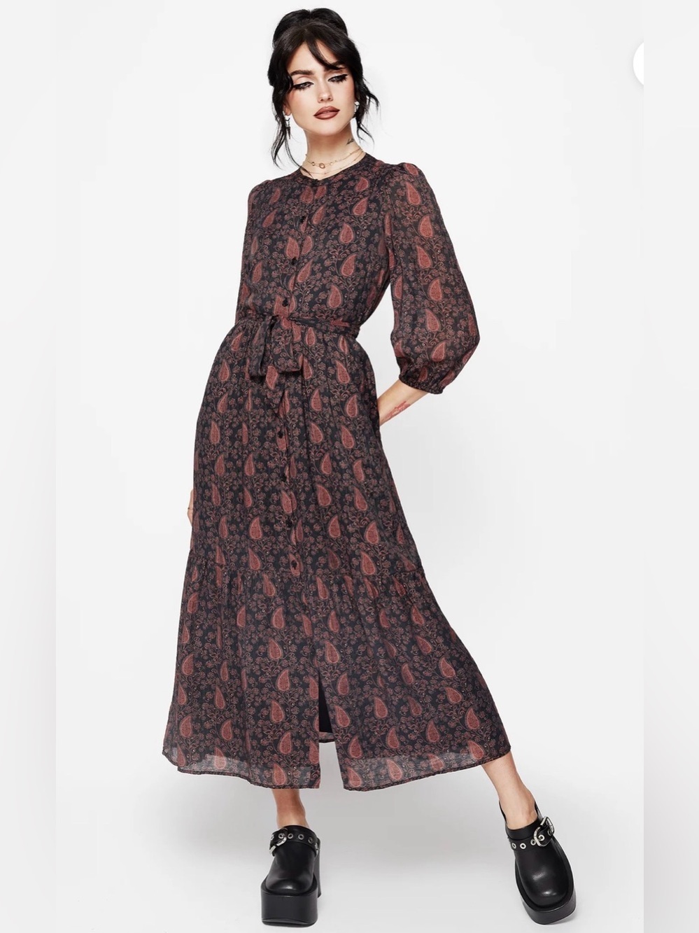 Disturbia Isola Paisley Shift Midaxi Dress size US 6